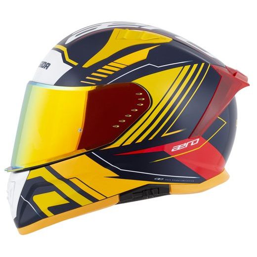 PŘILBA AERO DROME, CASSIDA (MODRÁ/ŽLUTÁ FLUO/ORANŽOVÁ/ČERVENÁ/SVĚTLE MODRÁ/BÍLÁ)