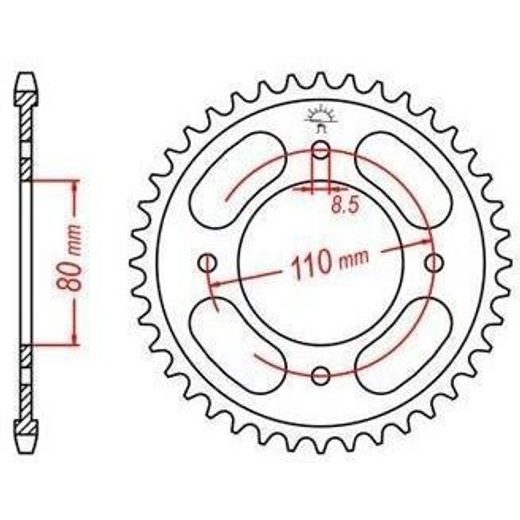 OCELOVÁ ROZETA PRO SEKUNDÁRNÍ ŘETĚZY TYPU 428, JT - ANGLIE (42 ZUBŮ)