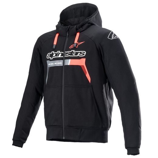 BUNDA CHROME IGNITION HOODIE, ALPINESTARS (ČERNÁ/ČERVENÁ FLUO/ŠEDÁ/BÍLÁ)