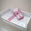 ESITO Luxusní dětské povlečení mušelín Birdie - růžová / 100 x 135, 60 x 40 cm