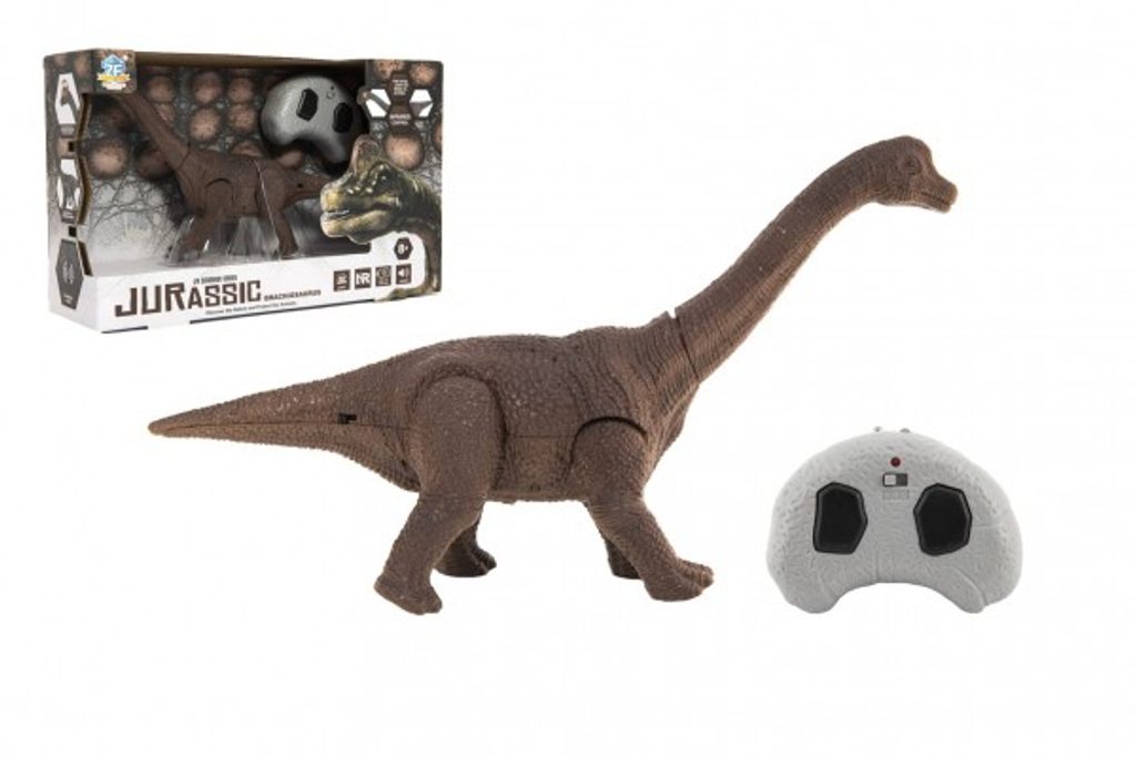 Dětský ráj l Teddies Dinosaurus na ovládání IC plast 27cm na baterie se  světlem se zvukem v krabičce 33x21x10cm l Teddies l Do ručičky