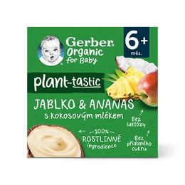 Gerber Organic 100% rostlinný dezert jablko a ananas s kokosovým mlékem 4x90g