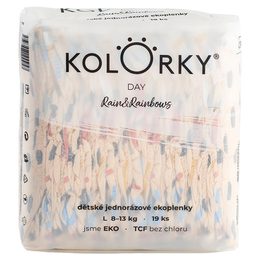 Kolorky DAY déšť a duhy L (8-13 kg) 19 ks jednorázové eko plenky