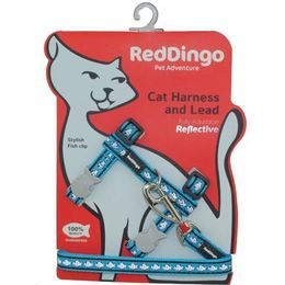 Red Dingo Postroj RD s vodítkem - kočka- Fish Rfx- Tyrkysová