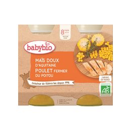 BABYBIO sladká kukuřice s kuřecím masem 2x200 g