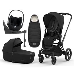 Cybex Priam 4.0 2023 sada Winter 6v1 Matt Black podvozek + Potah sezení + korba Lux + Cloud T Plus + Base T + Fusak do kočárku