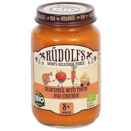 Rudolfs BIO Zelenina s těstovinami a kuřecím masem 190 g (od 8 měsíců)