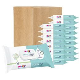 Hipp Babysanft Čistící vlhčené ubrousky Soft&Pur + VÍČKO 18x48 ks