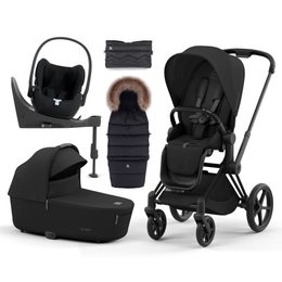 Cybex Priam 4.0 2023 sada All-in 7v1 Matt Black podvozek + Potah sezení + korba Lux + Cloud T Plus + Base T + zimní set Cottonmoose