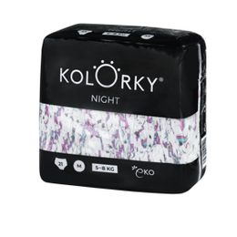 Kolorky NIGHT Jednorožci M (5-8 kg) 21 ks noční jednorázové eko plenky