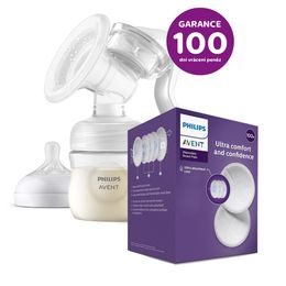 Philips AVENT Odsávačka mateř. mléka manuální + Prsní vložky jednorázové 100 ks