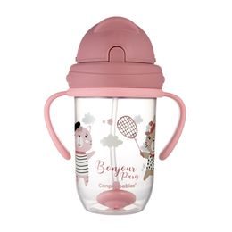 Canpol babies Nevylévací hrneček se slámkou a závažím BONJOUR PARIS 270ml růžový