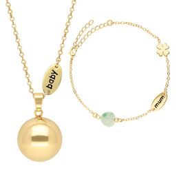 BABYLONIA BOLA SET 3 stone beads mum/baby charm in gold plating