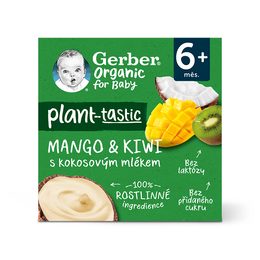 Gerber Organic 100% rostlinný dezert mango a kiwi s kokosovým mlékem 4x90g