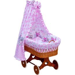 Scarlett Proutěný košík na miminko s nebesy Scarlett Kulíšek růžová