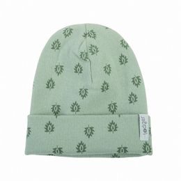 LODGER Beanie Print Rib Silt Green 6 - 12 měsíců