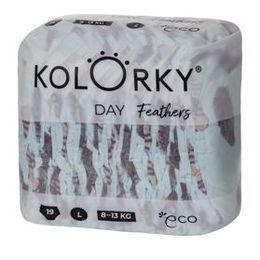 Kolorky DAY peří L (8-13 kg) 19 ks jednorázové eko plenky