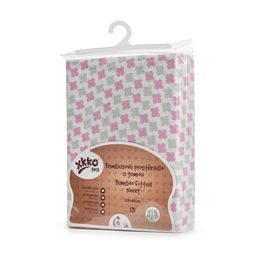 Kikko Bambusové prostěradlo s gumou XKKO BMB 120x60 Baby Pink Cross