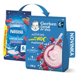 Gerber Cereal Mléčná kaše na dobrou noc malinová 230g