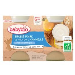 BABYBIO Brassé hruška skořice 2x130 g