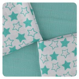 Kikko Bambusové ubrousky XKKO BMB 30x30 Little Stars Turquoise MIX 9ks