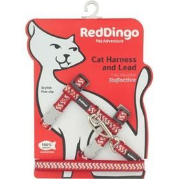 Red Dingo Postroj RD s vodítkem - kočka- Ziggy Rfx - Červená