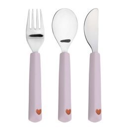 Lässig Cutlery with Silicone Handle 3pcs Happy Rascals Heart lavender