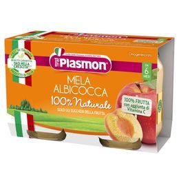 PLASMON Příkrm ovocný jablko a meruňka 2x104g, 6m+