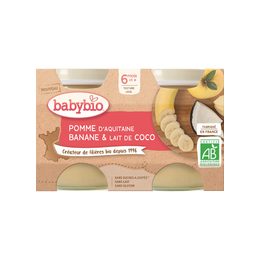 BABYBIO jablko banán s kokosovým mlékem 2x130 g