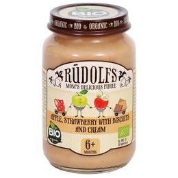 Rudolfs BIO Jablko, jahody, sušenky, smetana 190 g