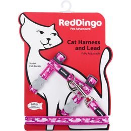 Red Dingo Postroj RD s vodítkem - kočka- Camouflage Hot Pink