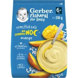 Gerber Natural nemléčná kaše mango Dobrou noc 230 g