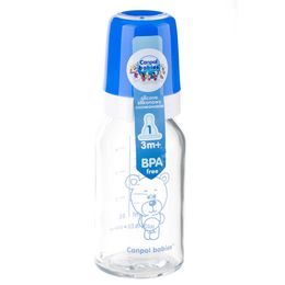 Canpol babies Skleněná láhev s úzkým hrdlem TEDDY FRIEND 120ml