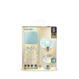 Suavinéx SET láhev 270ml + dudlík 0-6m + klip Premium Gold - MODRÝ