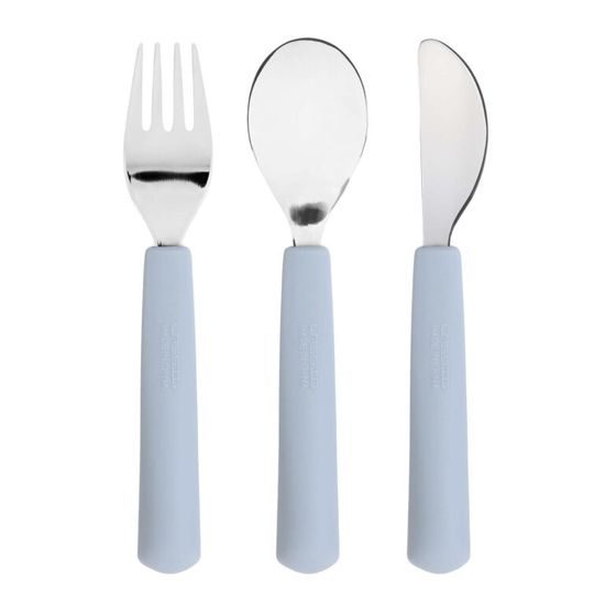 Lässig Cutlery with Silicone Handle 3pcs Happy Rascals Smile sky blue