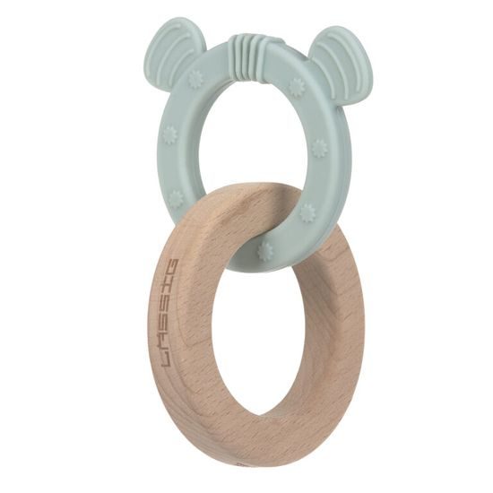 Lässig Teether Ring 2in1 Wood/Silikone Little Chums dog
