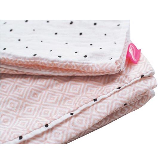Motherhood Povlečení bavlněné mušelínové do postýlky Pro-Washed Pink Squares 2-dílné