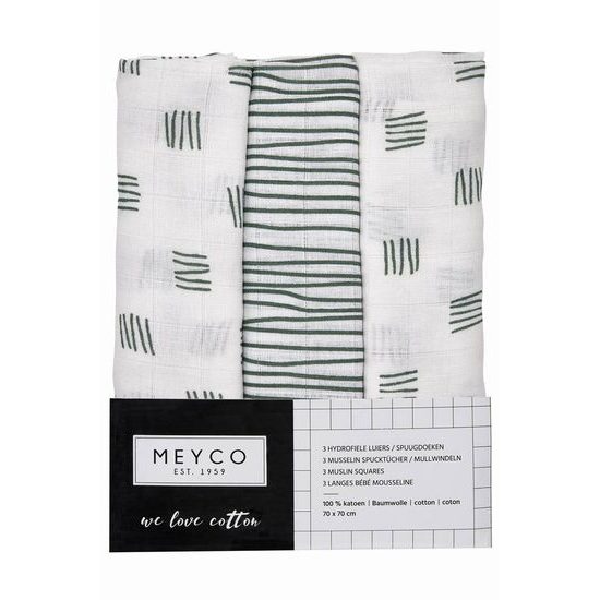 Meyco Plenky 3-balení Block stripe forest green