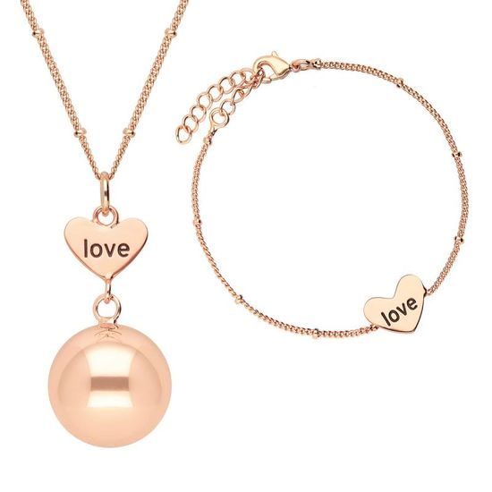 BABYLONIA BOLA SET 1 heart and love engraving in rose gold plating