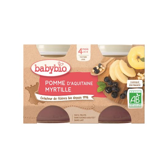 BABYBIO jablko borůvky 2x130 g