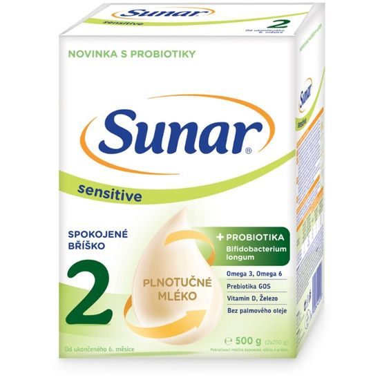 Sunar 6x Sensitive 2 pokračovací kojenecké mléko 500g