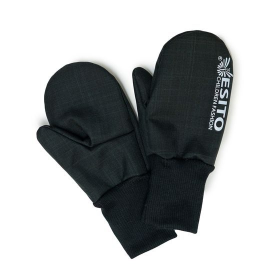 ESITO Zimní palcové rukavice softshell s beránkem Black