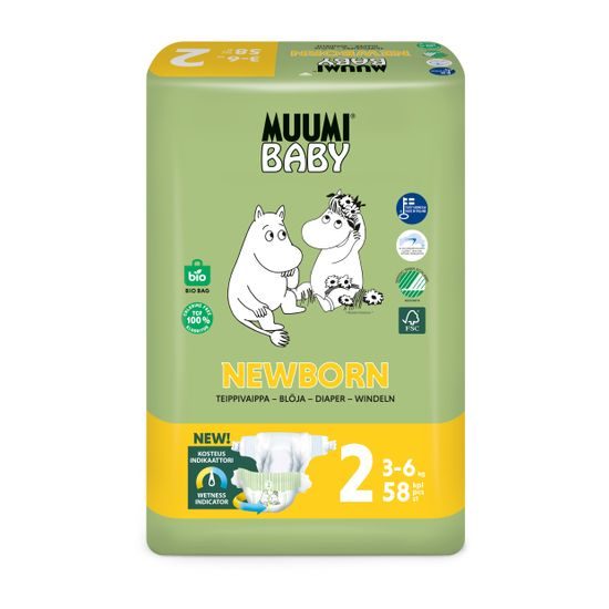 Muumi Baby 2 Newborn 3–6 kg (58 ks), eko pleny