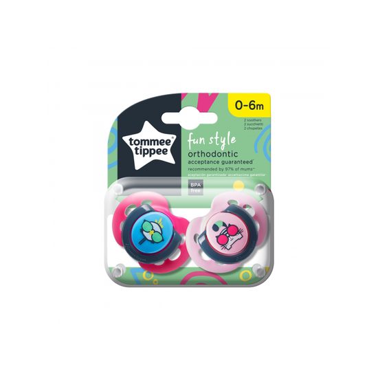 Tommee Tippee Šidítko C2N silikon Fun 2ks 0-6m