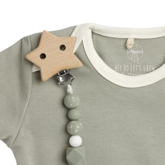 Lässig Soother Holder Wood/Silicone Little Universe star olive