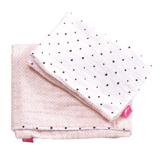 Motherhood Povlečení bavlněné mušelínové do postýlky Pro-Washed Pink Squares 2-dílné