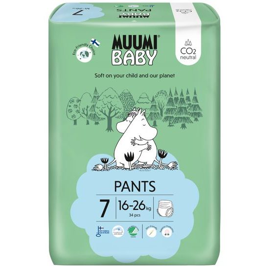 Muumi Baby Walkers 7 XL 16-26 kg (34 ks), kalhotkové eko pleny