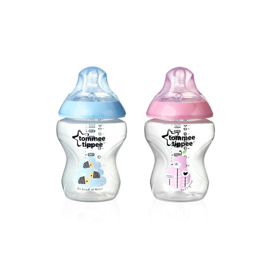 Tommee Tippee kojenecká láhev s obrázky C2N,2ks,260ml,0+m