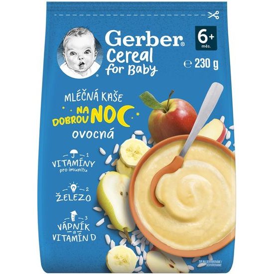 Gerber Cereal Mléčná kaše na dobrou noc ovocná 230g