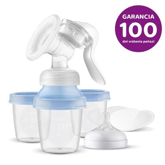 Philips AVENT Odsávačka mateř.mléka manuální s VIA systémem + Sáčky na mateřské mléko 180 ml, 25 ks